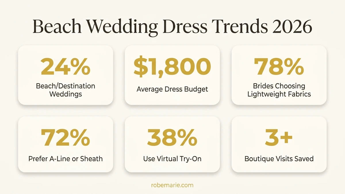 Beach wedding dress statistics showing key trends for 2026 brides