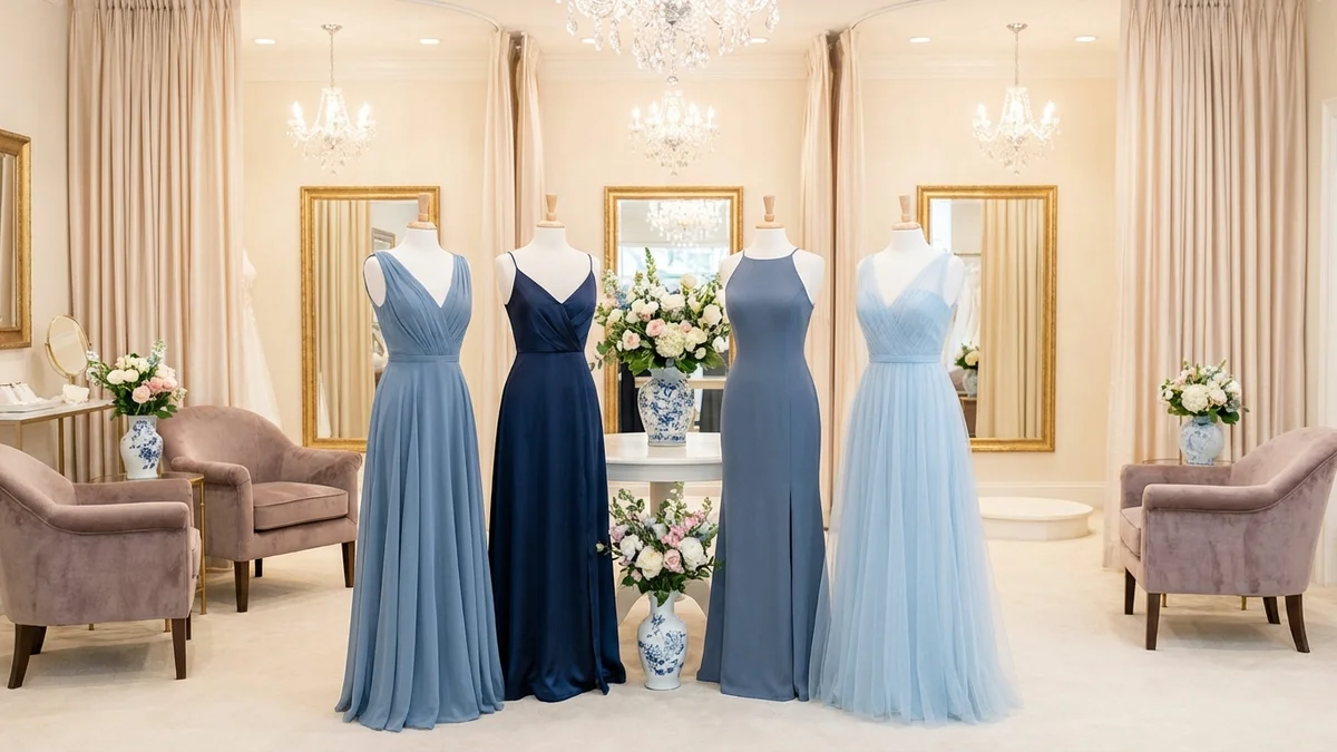 Different Shades of Blue Bridesmaid Dresses