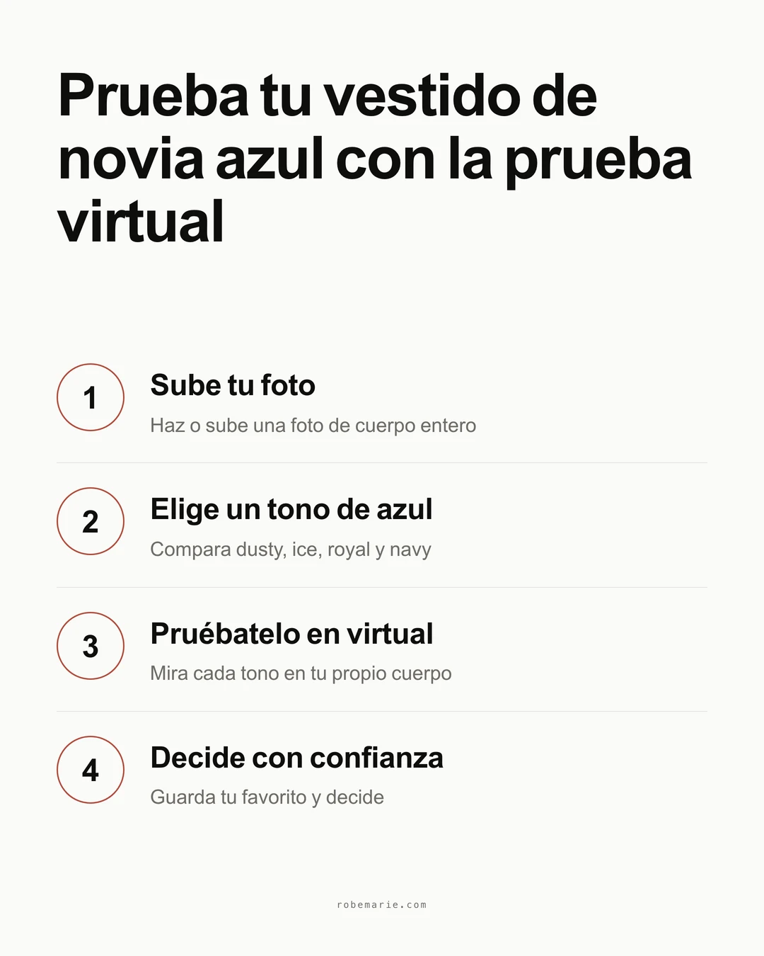 Cómo funciona la prueba virtual en tres pasos para previsualizar un vestido de novia azul