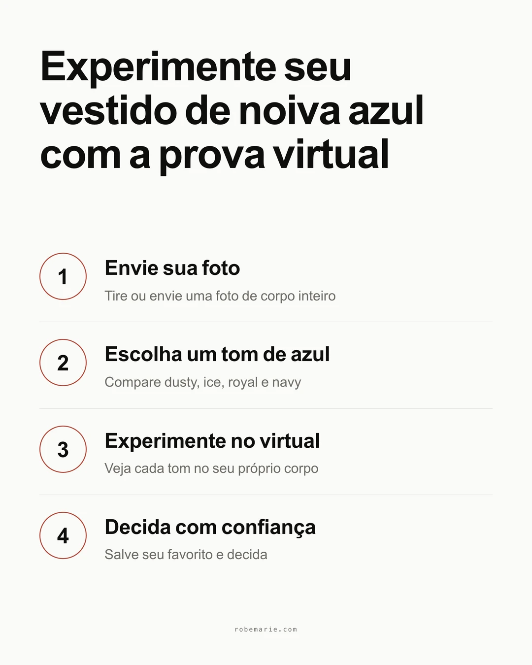 Como funciona a prova virtual em três passos para visualizar um vestido de noiva azul