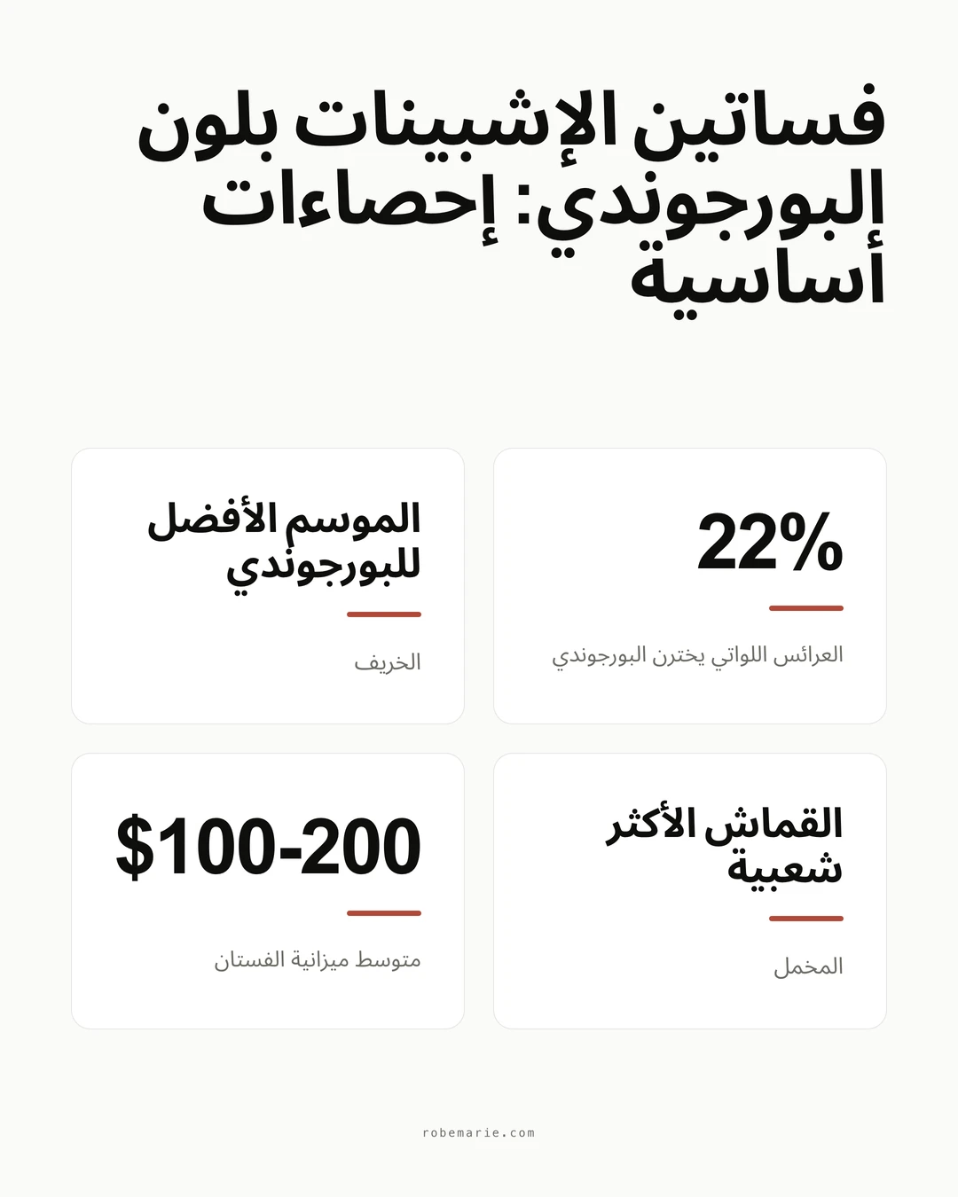 إحصاءات فساتين الإشبينات بلون البورجوندي