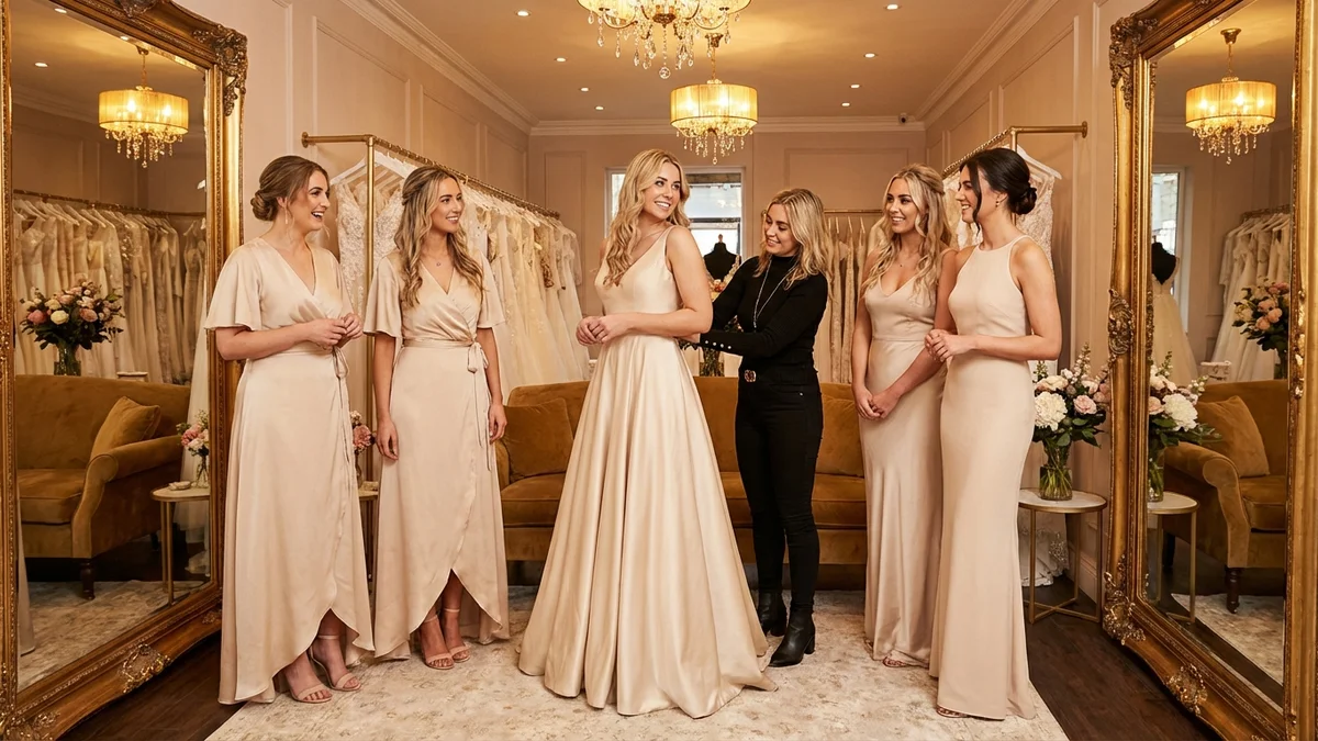 Champagne bridesmaid dress silhouettes styling guide