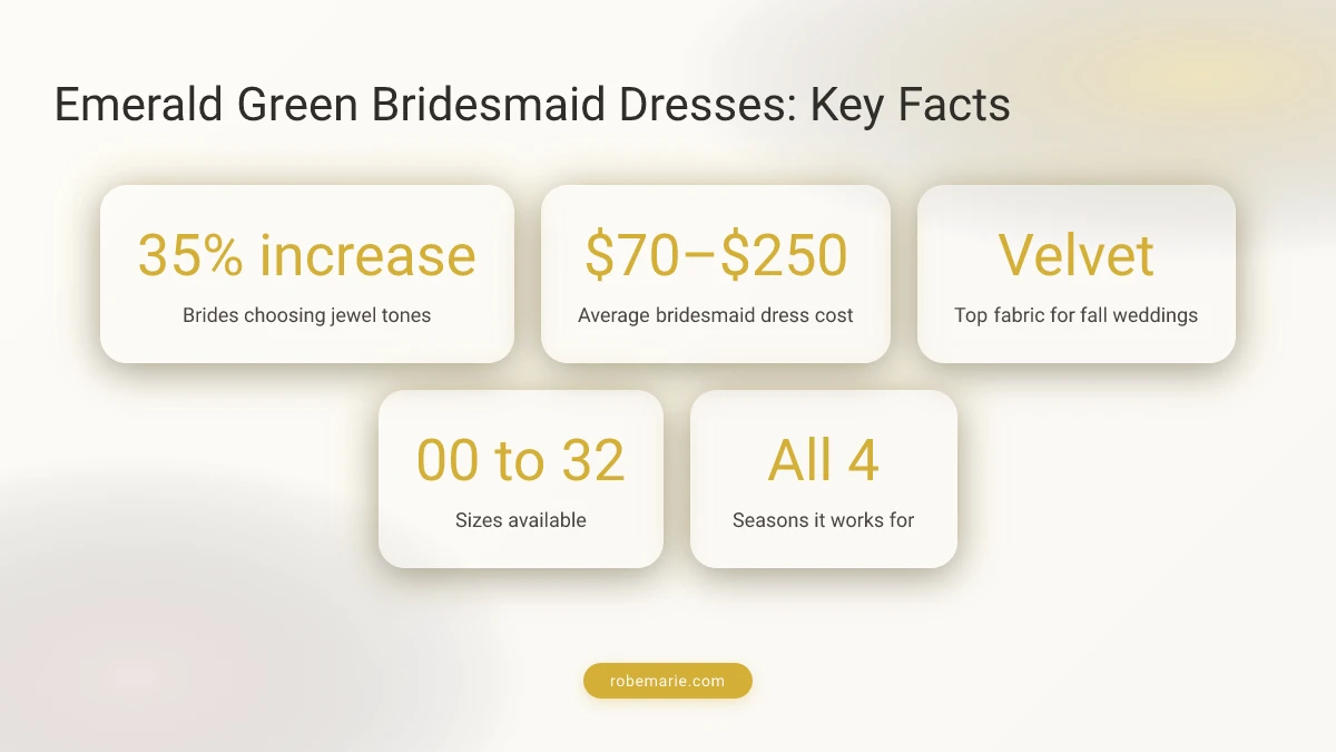 Emerald green bridesmaid dress statistics and trends infographic