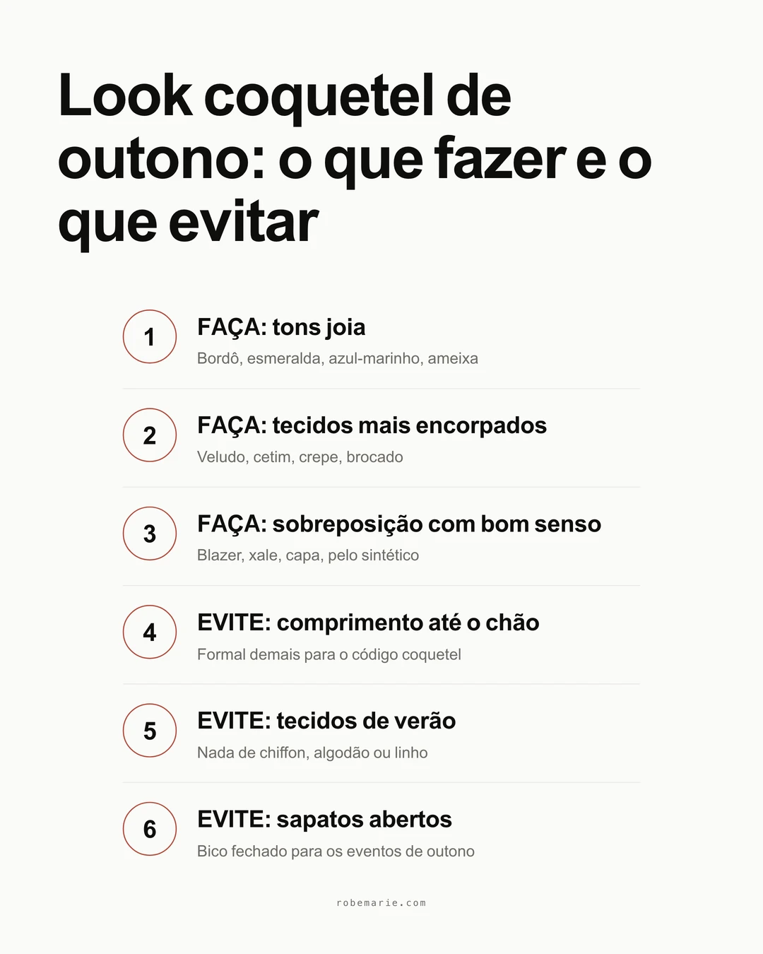Lista de o que fazer e o que evitar no traje cocktail de outono