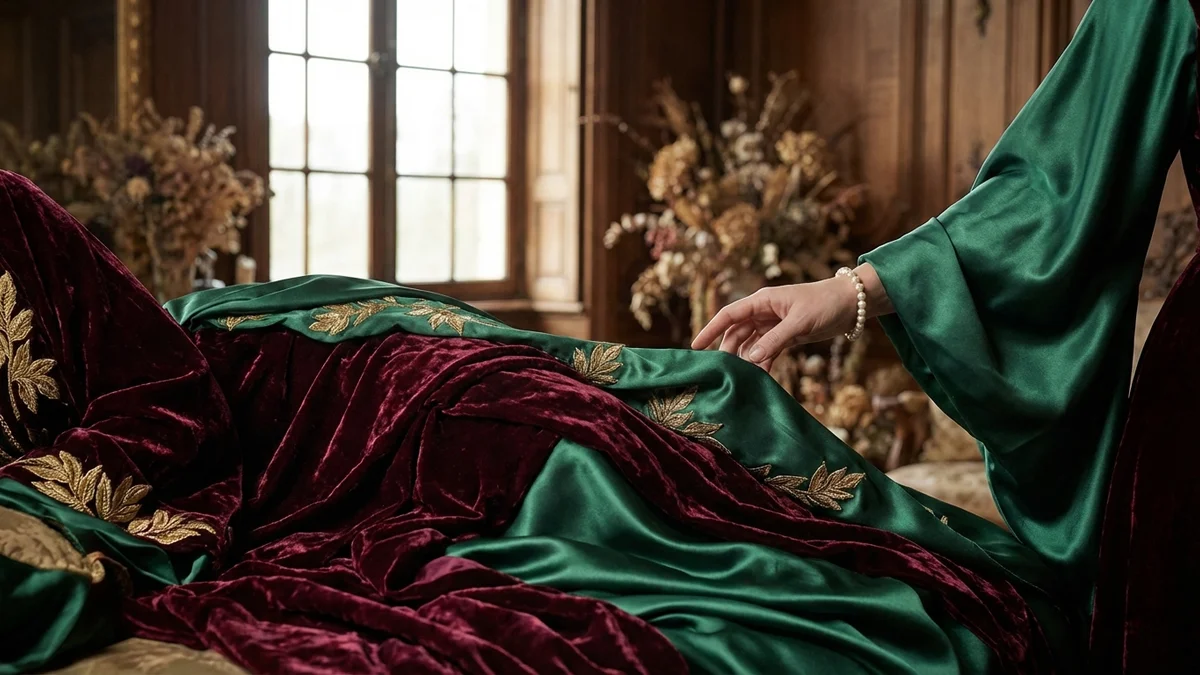 Luxurious fall wedding dress fabrics - velvet and satin