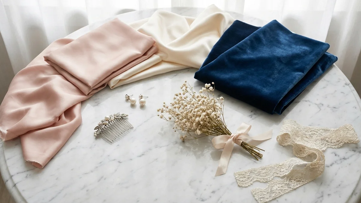 Elegant formal dress details and fabrics