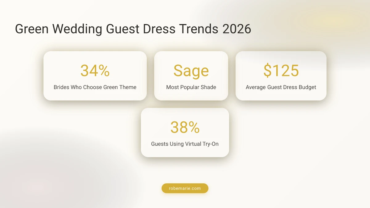 Green wedding guest dress statistics and trends infographic
