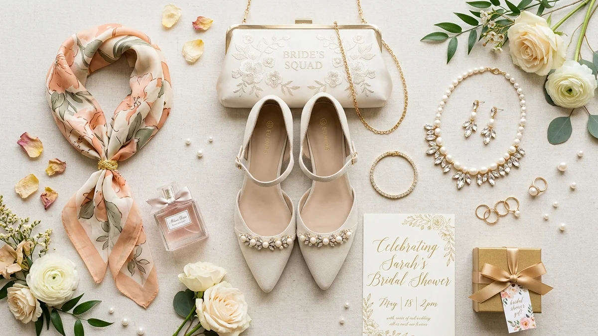 Three different plus-size bridal shower dress styles displayed on elegant hangers in a luxury boutique with soft natural lighting