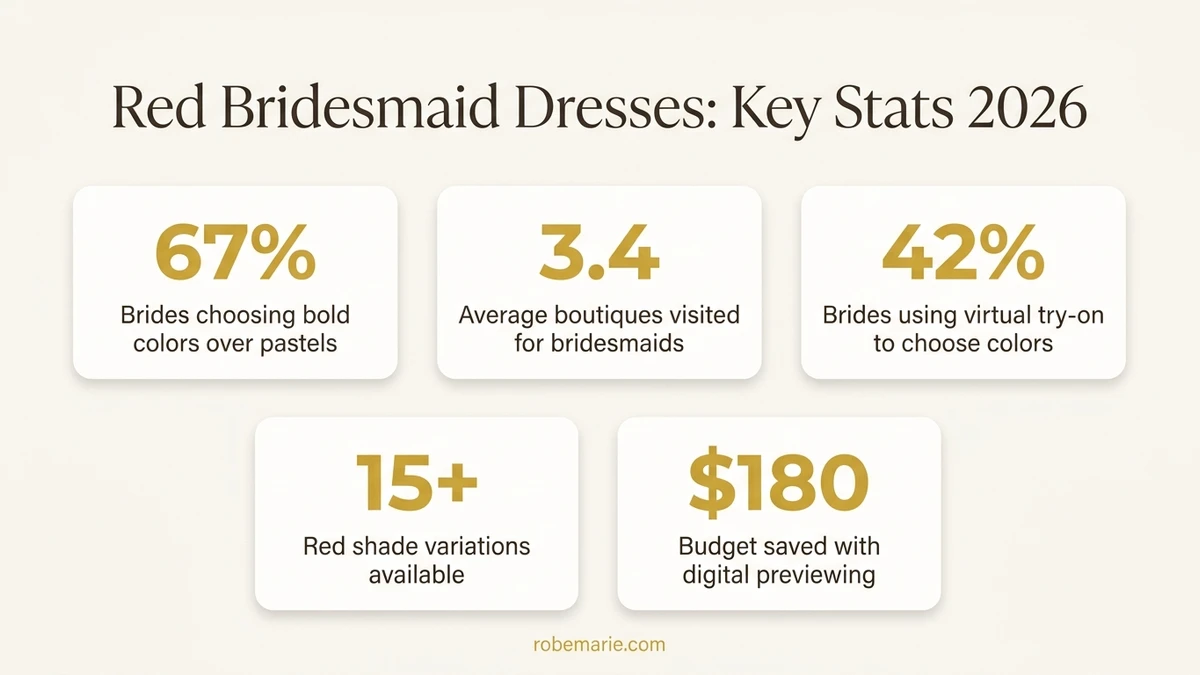 Red bridesmaid dress trends and styling statistics for 2026 weddings