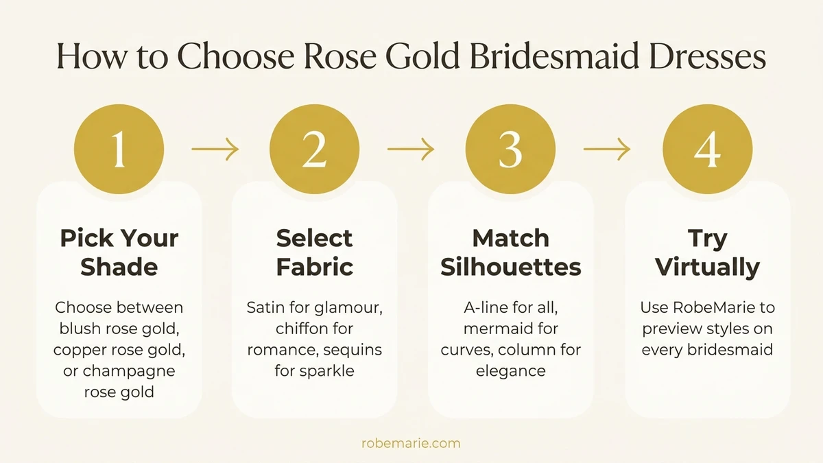 How to choose rose gold bridesmaid dresses in four simple steps