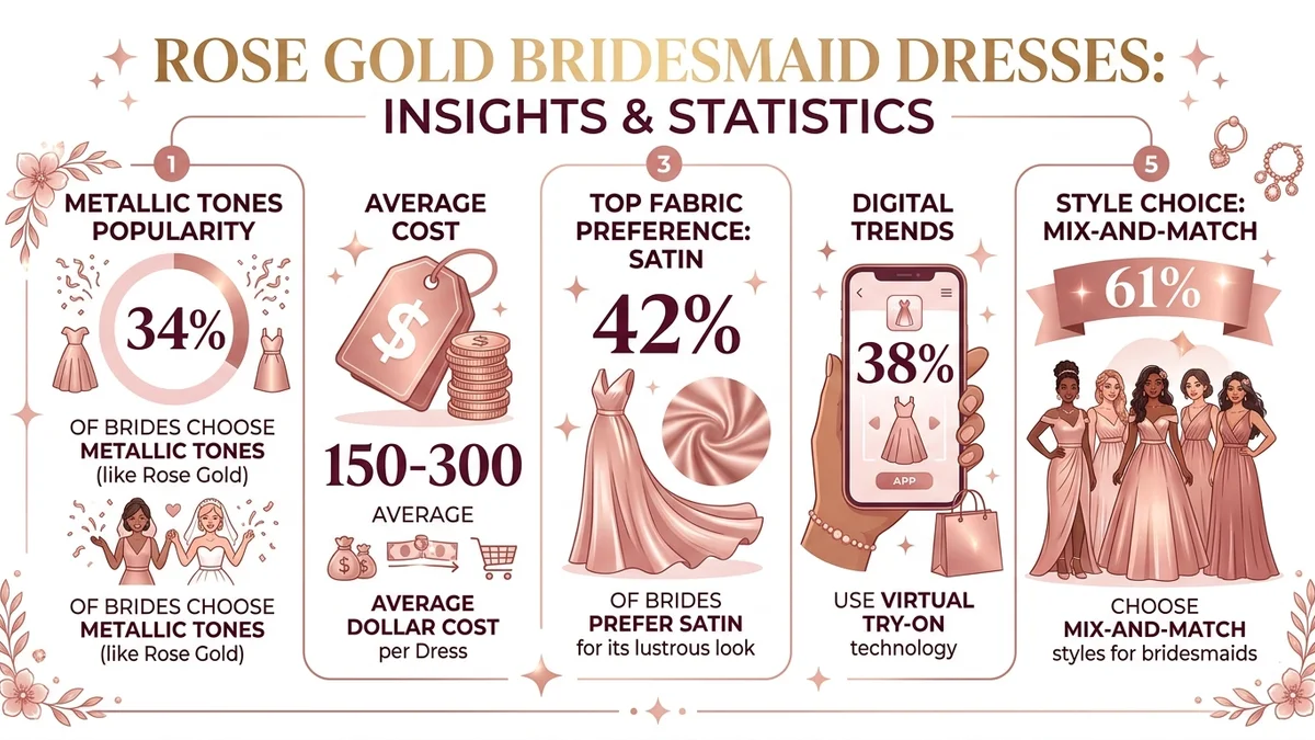 Rose gold bridesmaid dresses key statistics and trends for 2026 weddings