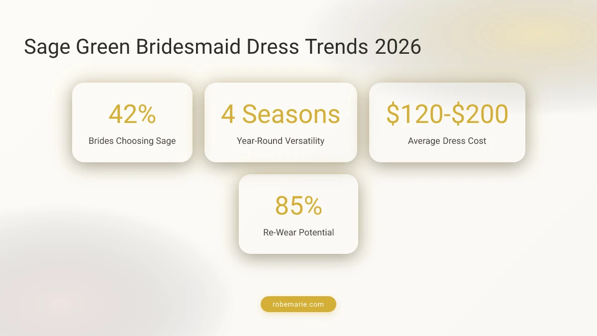 Sage green bridesmaid dress statistics and trends infographic