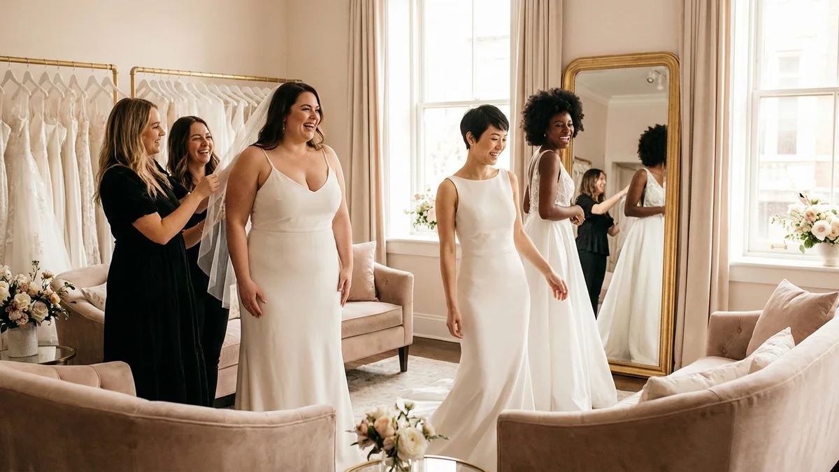 Diverse brides in flattering minimalist gowns
