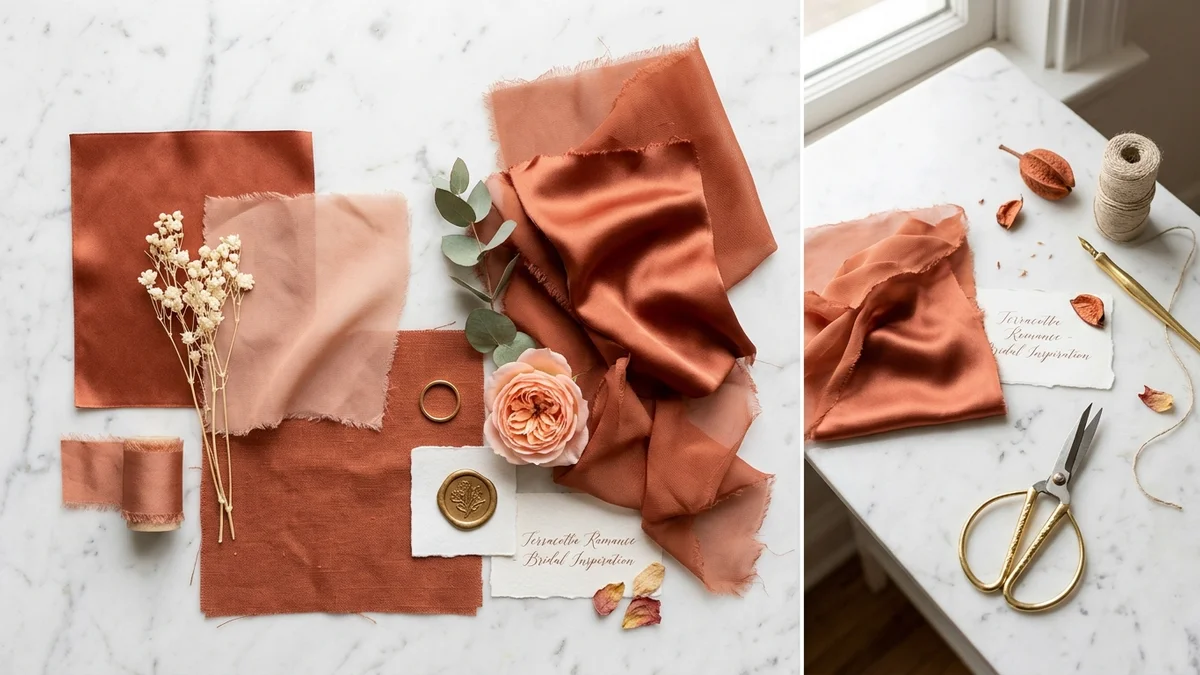 Side-by-side comparison of terracotta shade variations from light clay to deep sienna