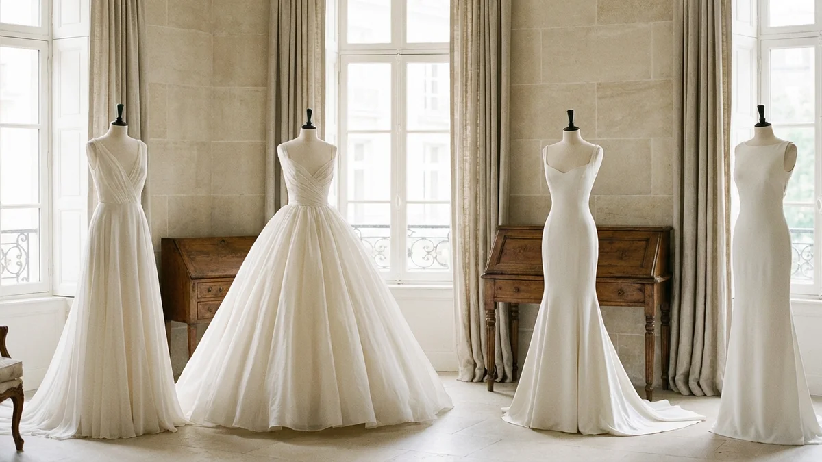 Collection of elegant wedding dress silhouettes