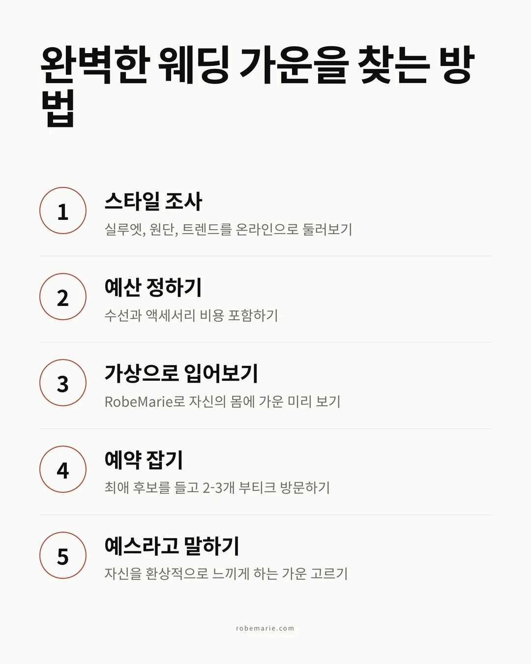 완벽한 웨딩 가운을 찾는 단계별 과정