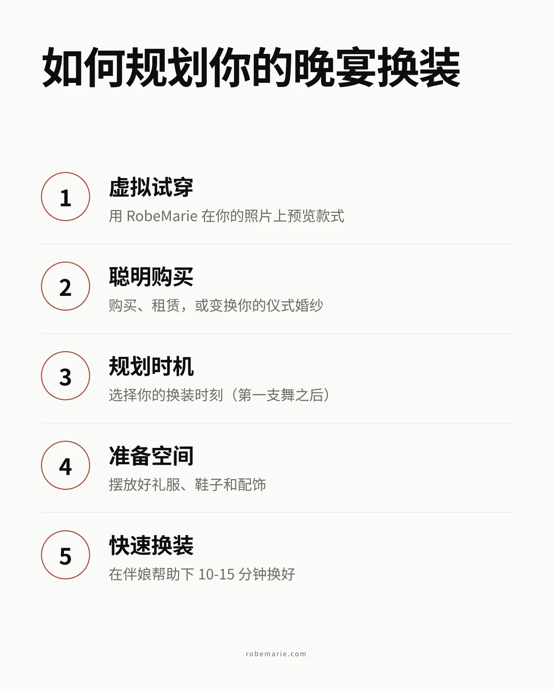 选择并换上婚礼晚宴礼服的分步流程